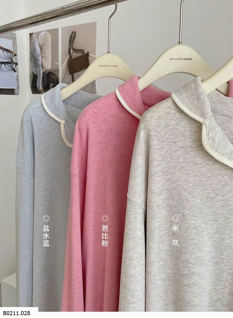 BỘ PIJAMA DÀI CỔ BÈO NỮ  Giá sỉ 240