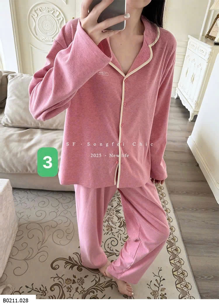 BỘ PIJAMA DÀI CỔ BÈO NỮ  Giá sỉ 240