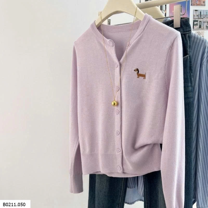 ÁO LEN CARDIGAN THÊU HÌNH CÚN   Giá sỉ 137k