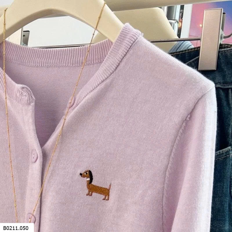 ÁO LEN CARDIGAN THÊU HÌNH CÚN   Giá sỉ 137k