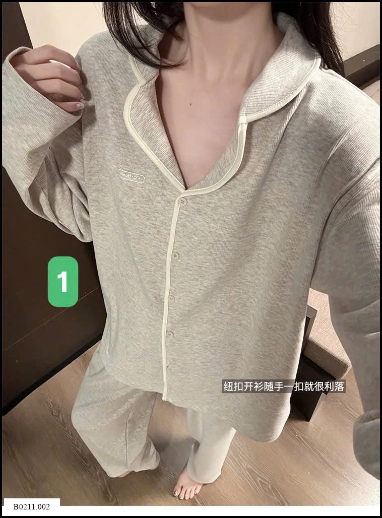 BỘ PIJAMA DÀI CỔ BÈO NỮ  Giá sỉ 240k