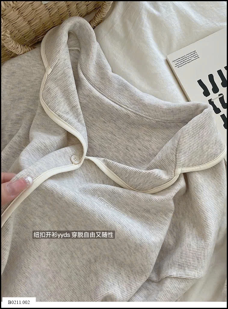 BỘ PIJAMA DÀI CỔ BÈO NỮ  Giá sỉ 240k