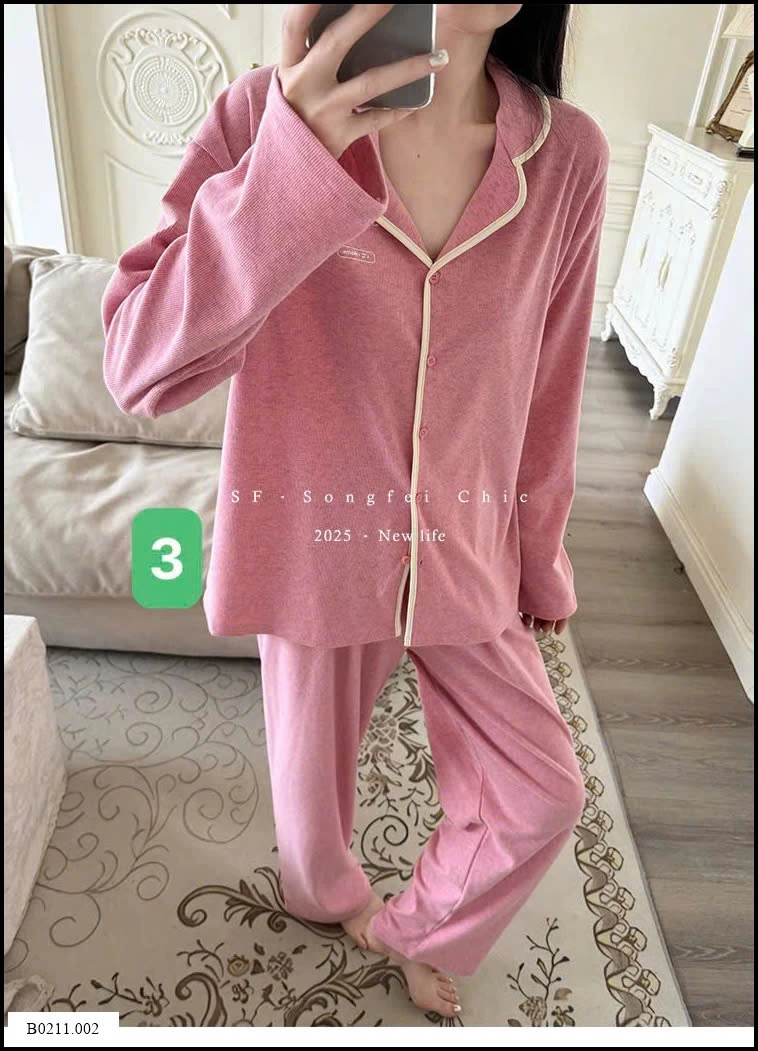 BỘ PIJAMA DÀI CỔ BÈO NỮ  Giá sỉ 240k