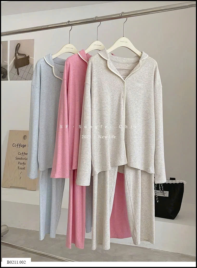 BỘ PIJAMA DÀI CỔ BÈO NỮ  Giá sỉ 240k