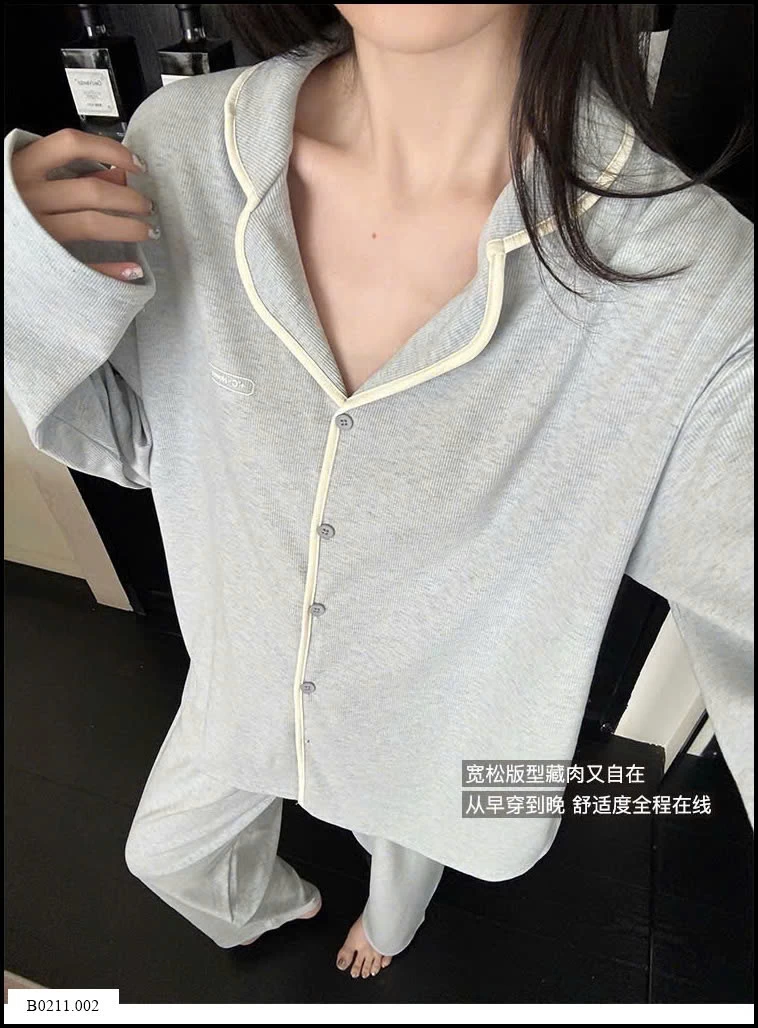 BỘ PIJAMA DÀI CỔ BÈO NỮ  Giá sỉ 240k