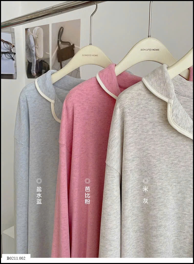 BỘ PIJAMA DÀI CỔ BÈO NỮ  Giá sỉ 240k