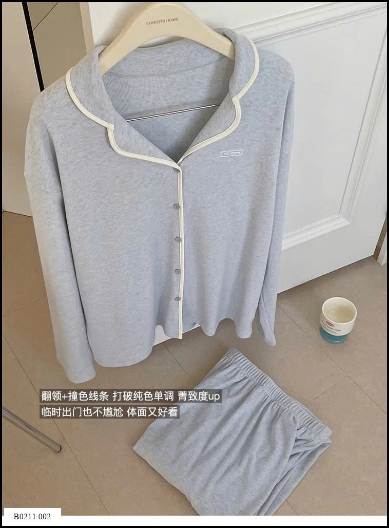 BỘ PIJAMA DÀI CỔ BÈO NỮ  Giá sỉ 240k