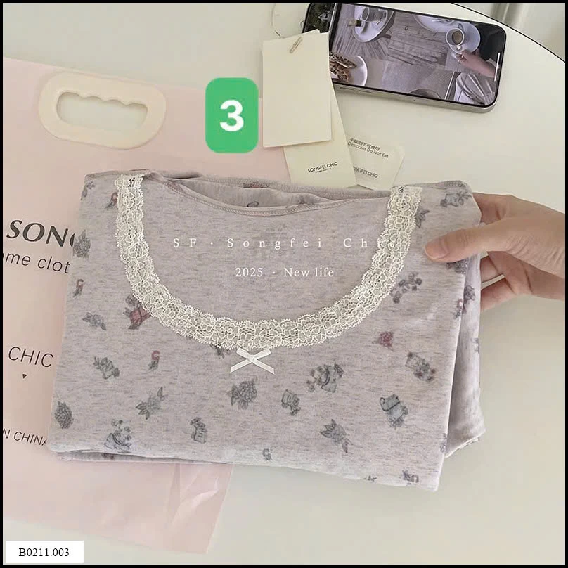 BỘ THU ĐÔNG HOA NHÍ PHỐI REN  Giá sỉ 180ka