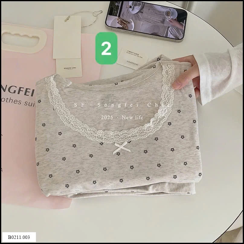 BỘ THU ĐÔNG HOA NHÍ PHỐI REN  Giá sỉ 180ka