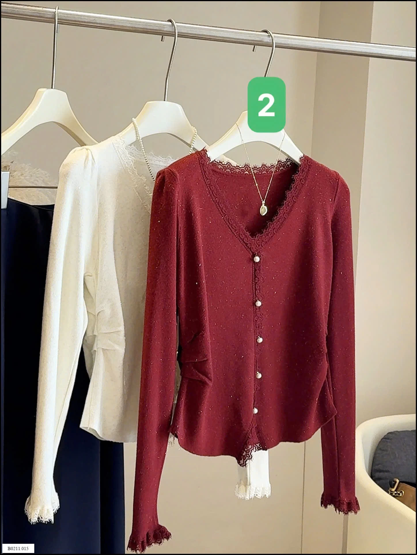 ÁO LEN NHÀ ANNA VIỀN PHỐI REN   Giá sỉ 169k