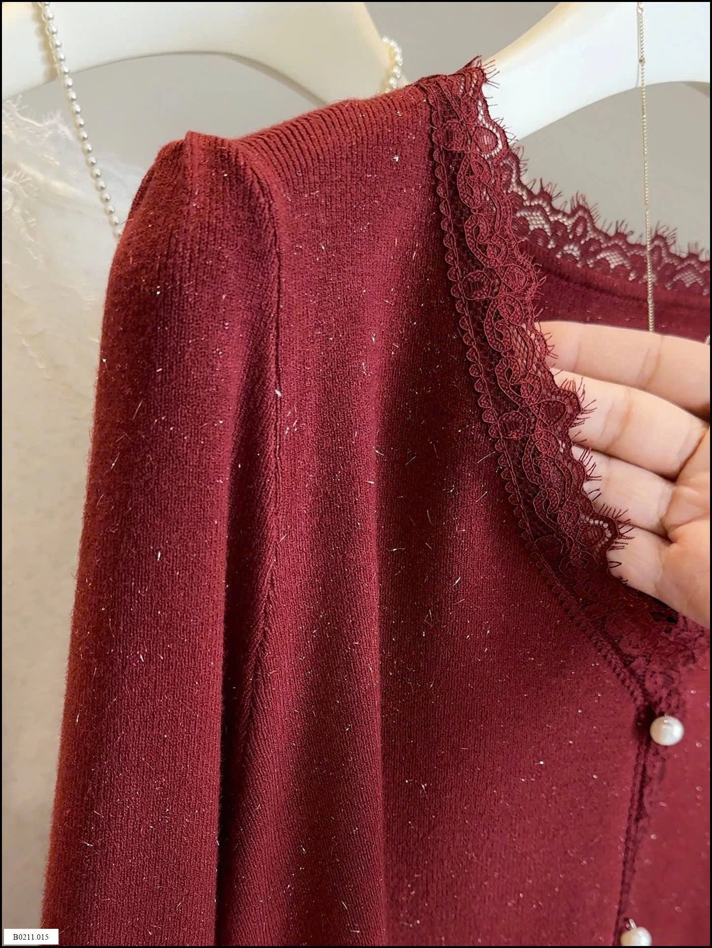 ÁO LEN NHÀ ANNA VIỀN PHỐI REN   Giá sỉ 169k