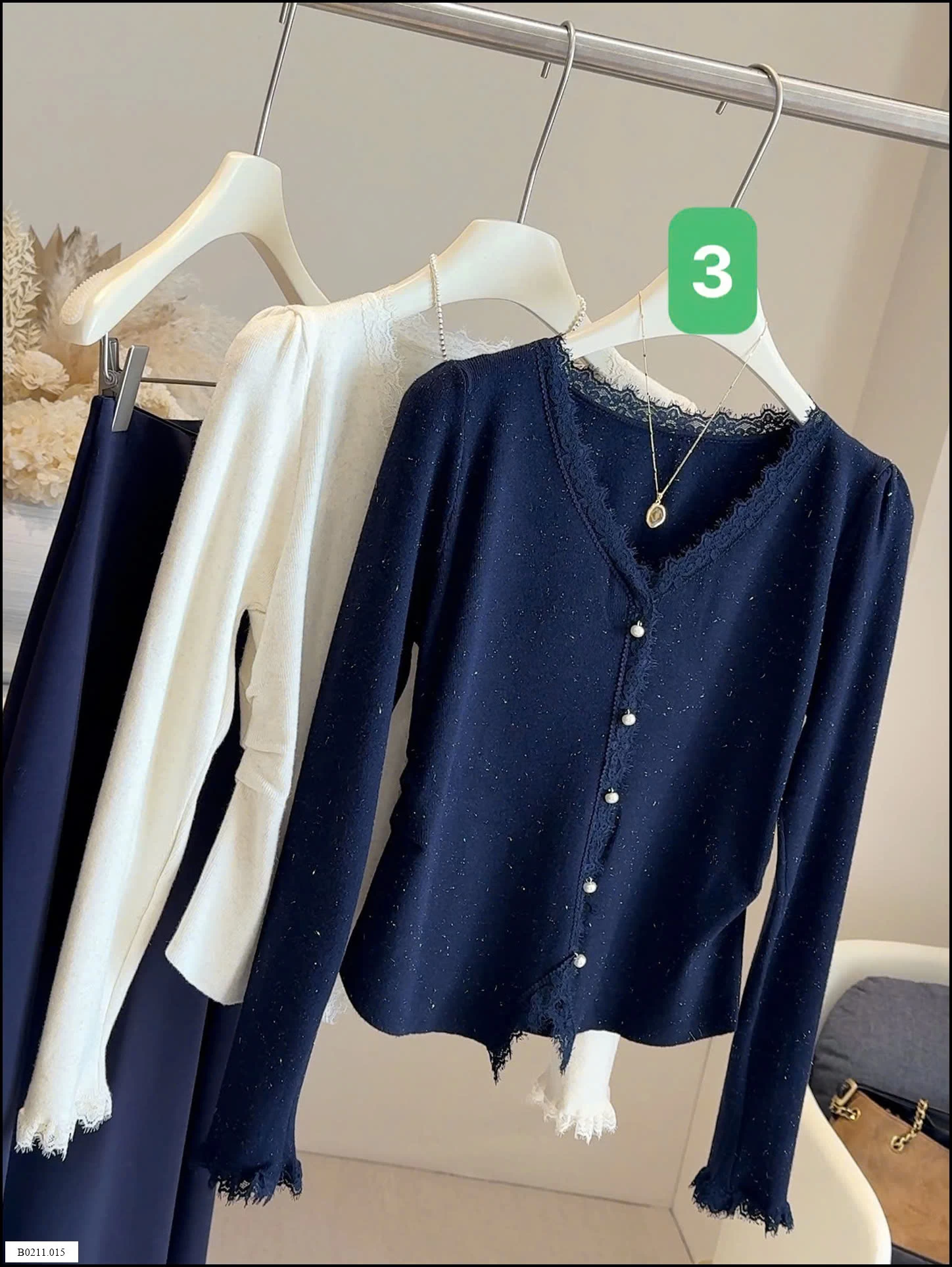 ÁO LEN NHÀ ANNA VIỀN PHỐI REN   Giá sỉ 169k