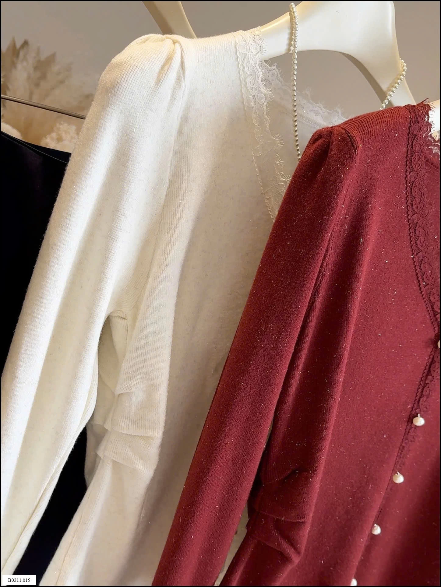 ÁO LEN NHÀ ANNA VIỀN PHỐI REN   Giá sỉ 169k