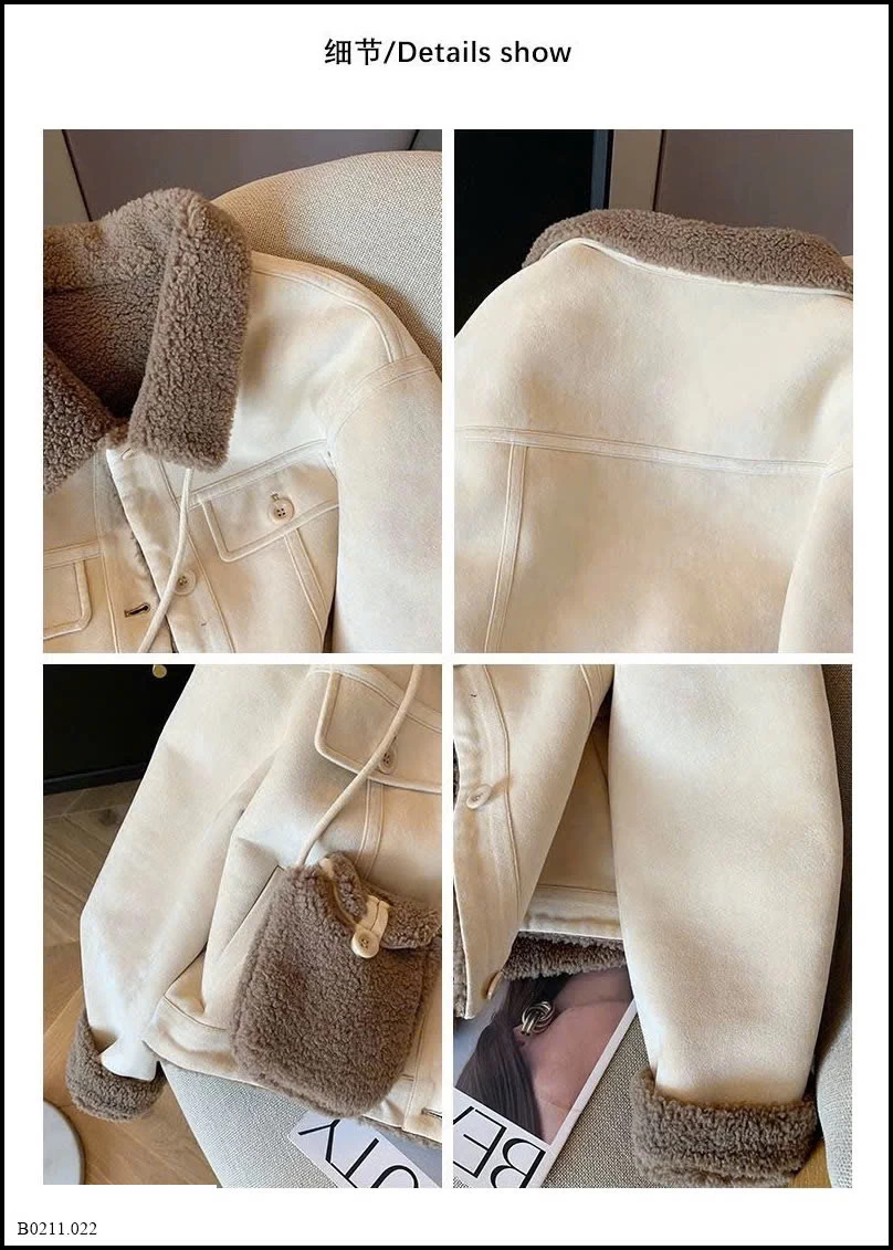 ÁO KHOÁC LÓT LÔNG CỪU CỔ BẺ    Giá sỉ 350k