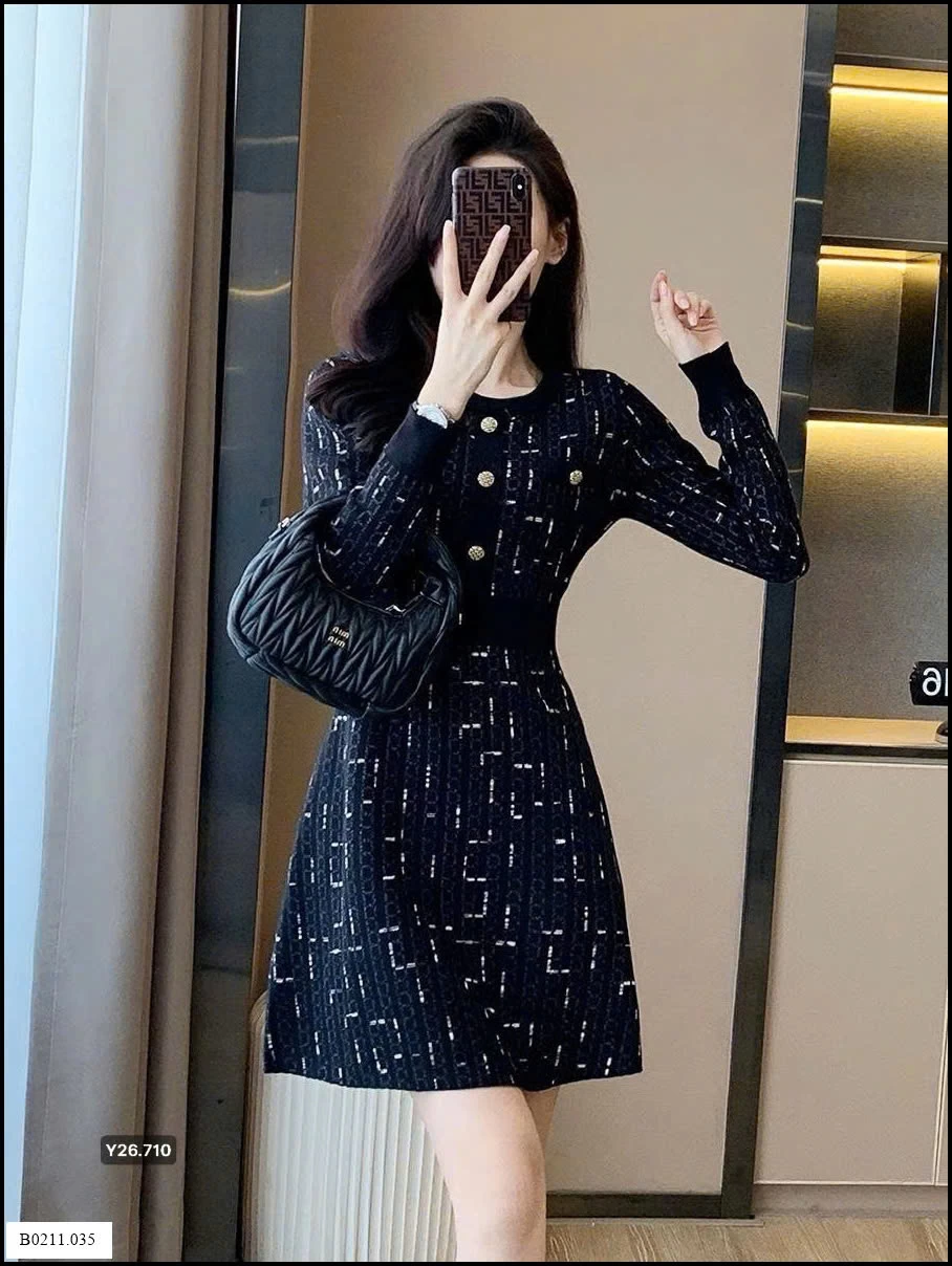 Váy len dệt kim phong cách  mùa thu 2025 Giá sỉ 430ka