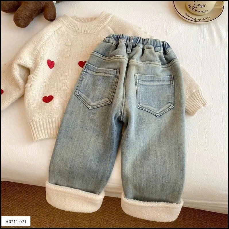 QUẦN JEAN BÉ GÁI LÓT LÔNG  Giá sỉ 157k