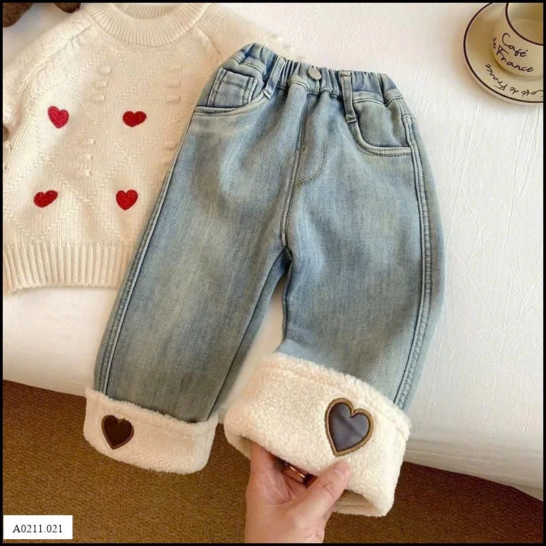 QUẦN JEAN BÉ GÁI LÓT LÔNG  Giá sỉ 157k