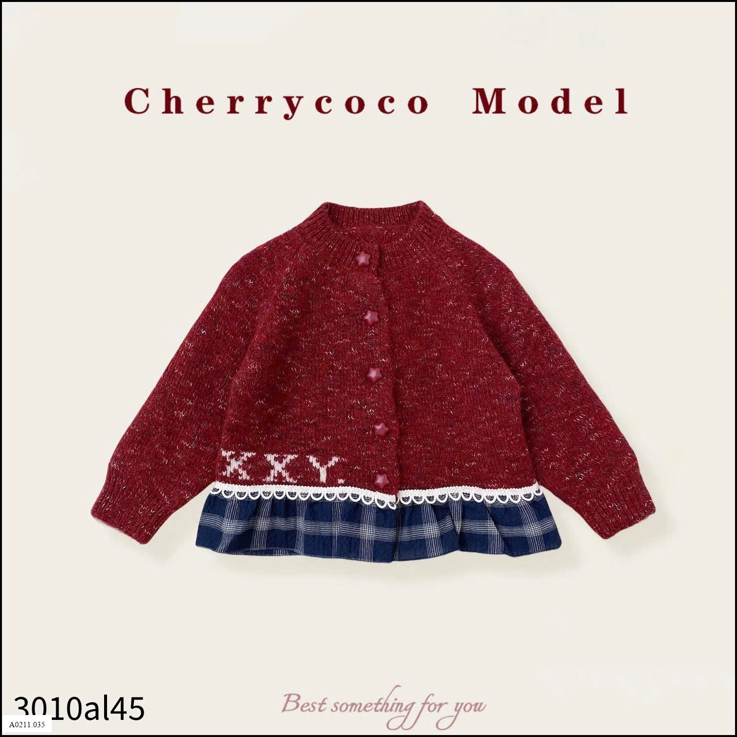 ÁO LEN VIỀN CARO HÃNG CHERRYCOCO CHO BÉ  Giá sỉ 220k