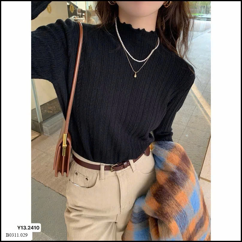 ÁO LEN GÂN CỔ CAO VIỀN BÈO SIÊU XINH Giá sỉ 92k