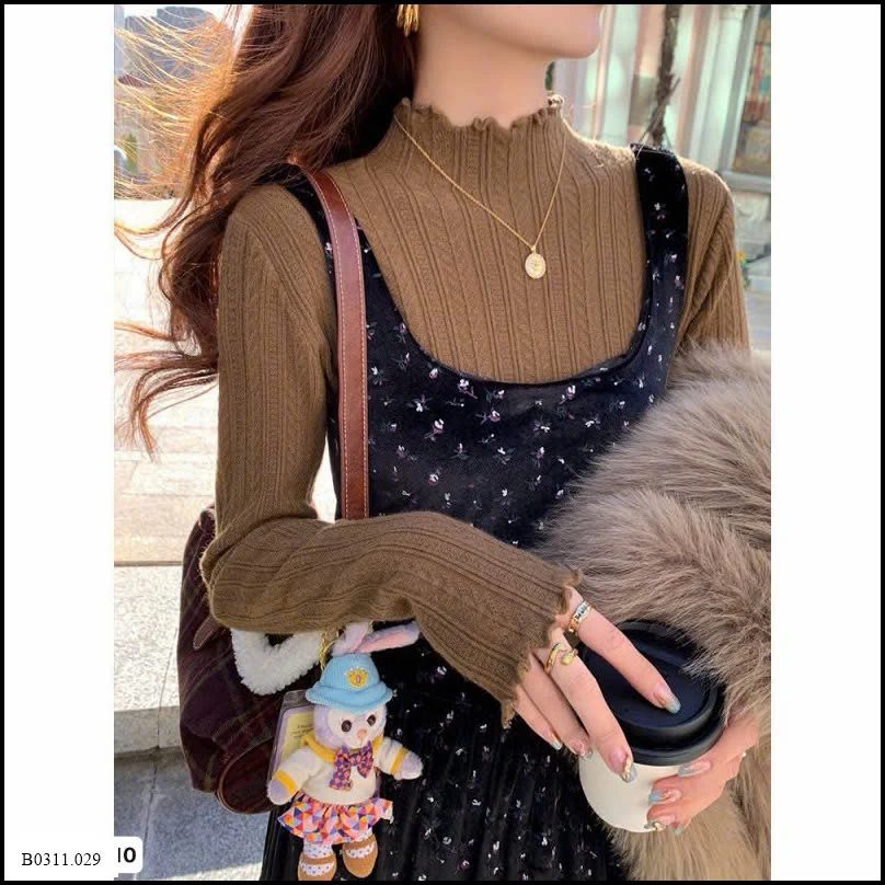 ÁO LEN GÂN CỔ CAO VIỀN BÈO SIÊU XINH Giá sỉ 92k