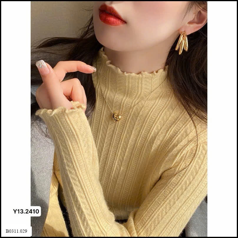 ÁO LEN GÂN CỔ CAO VIỀN BÈO SIÊU XINH Giá sỉ 92k