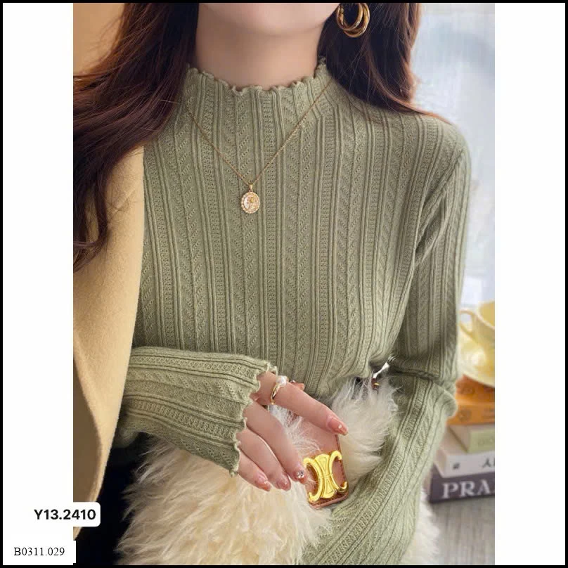 ÁO LEN GÂN CỔ CAO VIỀN BÈO SIÊU XINH Giá sỉ 92k