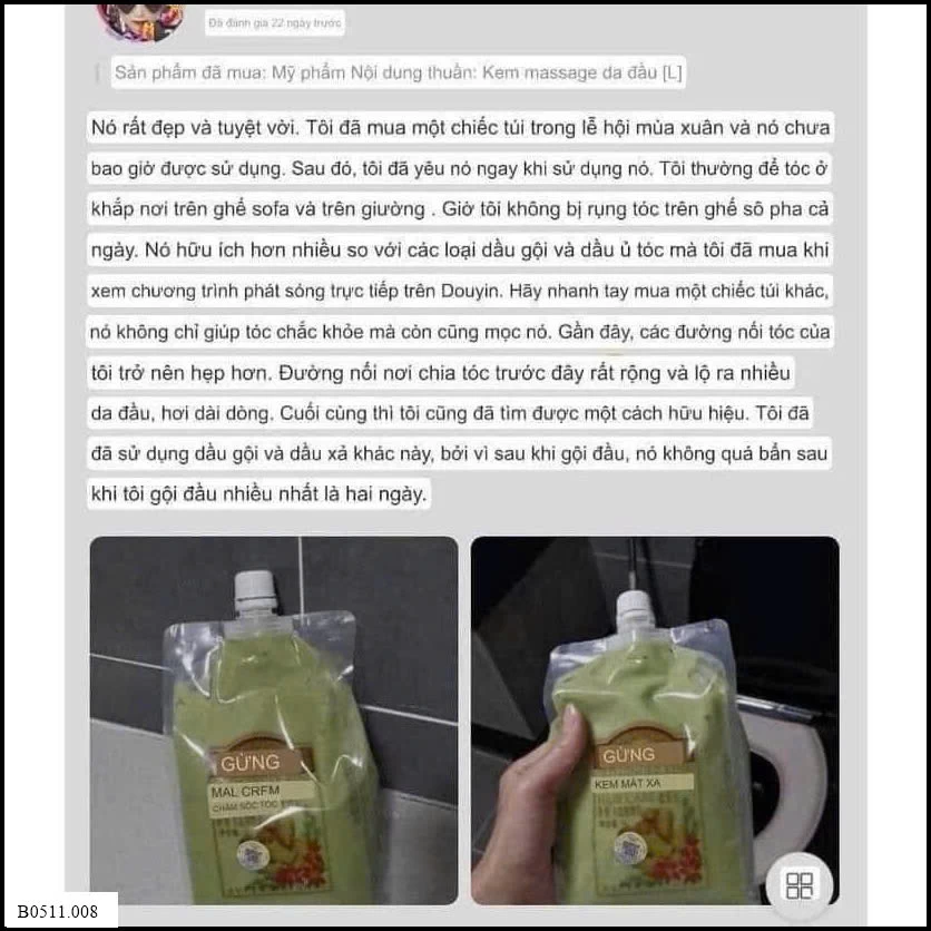 Ủ TÓC GỪNG GIẢM RỤNG TÓC Giá sỉ 90k