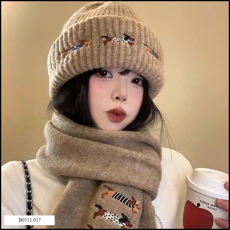 Sét mũ len kèm khăn Giá sỉ 100k