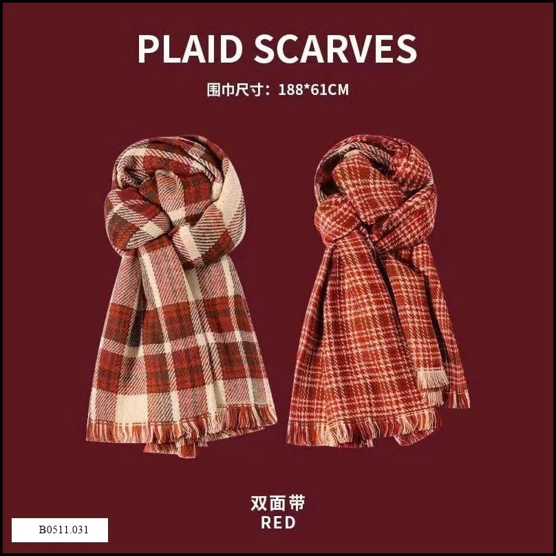 KHĂN CHOÀNG KẺ ĐỎ 2 MẶT  Giá sỉ 70k