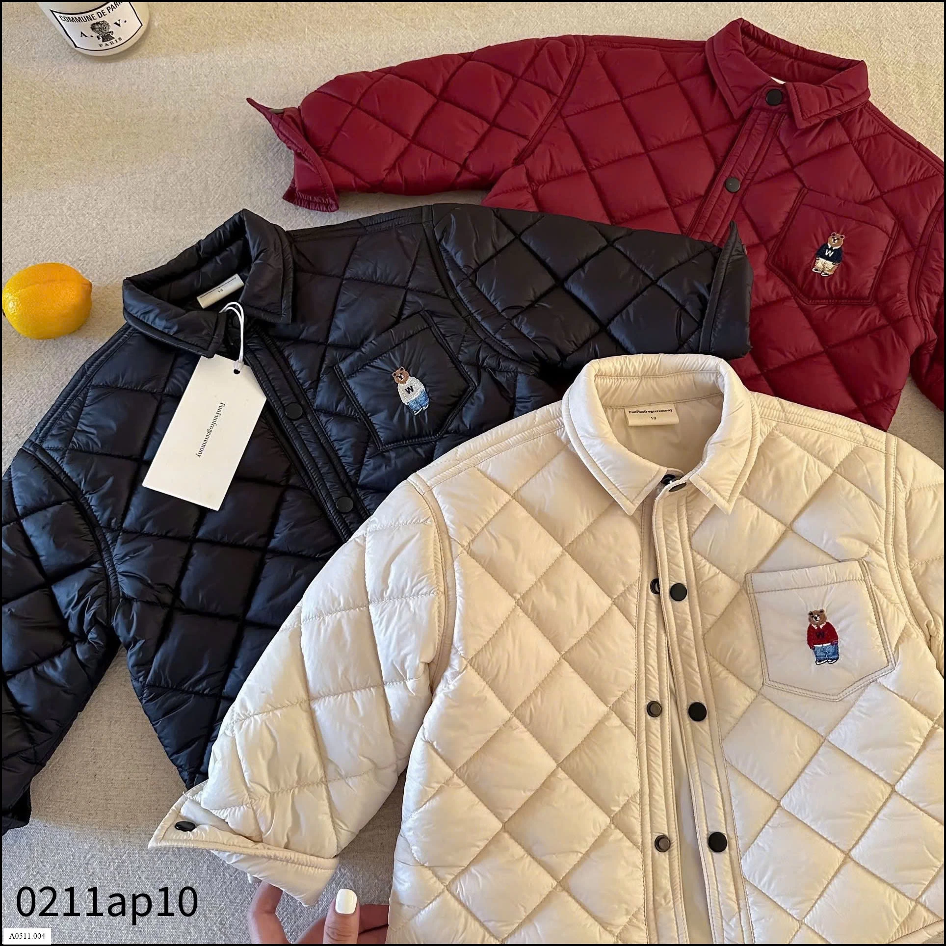 ÁO PHAO TRẦN TRÁM THÊU GẤU FUNFUN  Giá sỉ 220k