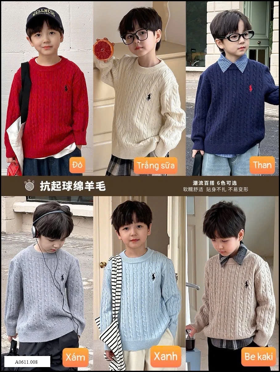 ÁO LEN THÊU NGỰA CAO CẤP NHÀ AMBB Giá sỉ 90-150: 185k      160: 200k