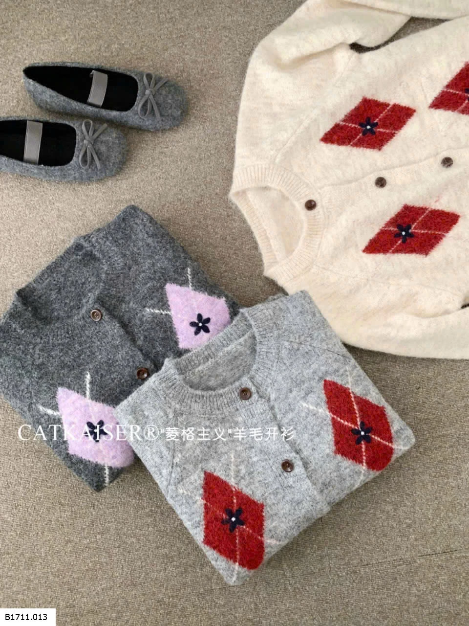 ÁO LEN CARDIGAN HỌA TIẾT CATKAISER  Giá sỉ 175k