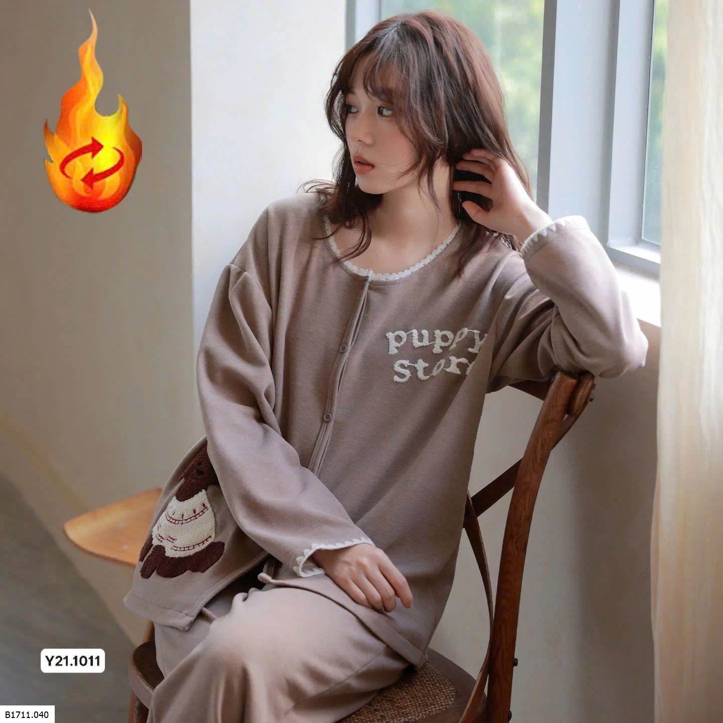 Bộ đồ ngủ cashmere thu, đông  Giá sỉ 275k