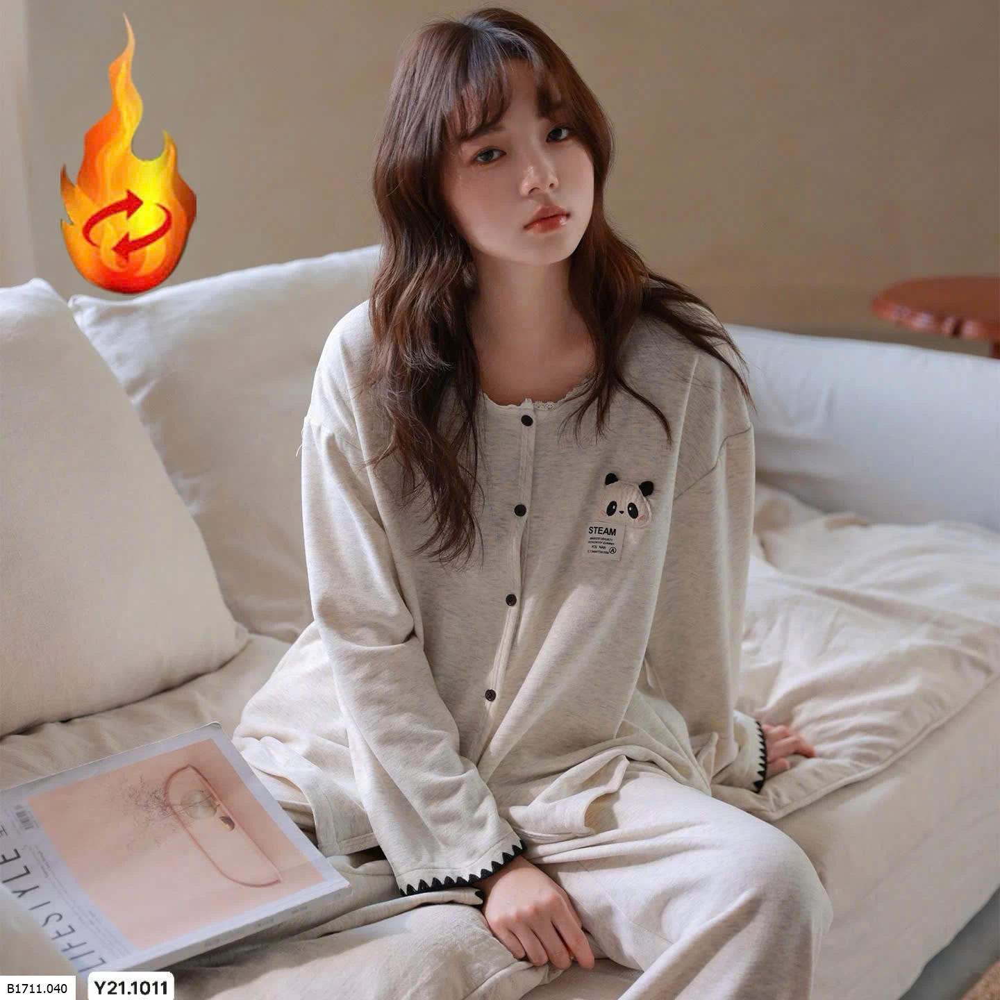 Bộ đồ ngủ cashmere thu, đông  Giá sỉ 275k