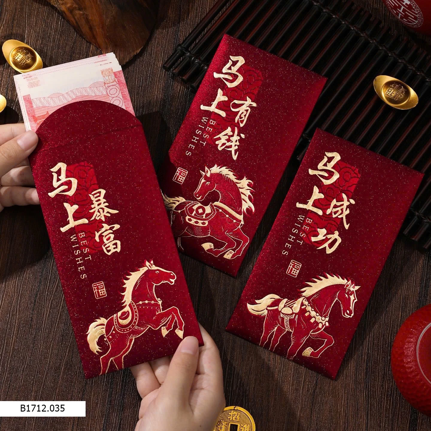 COMBO 30 PHONG BAO LÌ XÌ NGỰA ĐỎ 2026 NEW  Giá sỉ 50k/set 30c