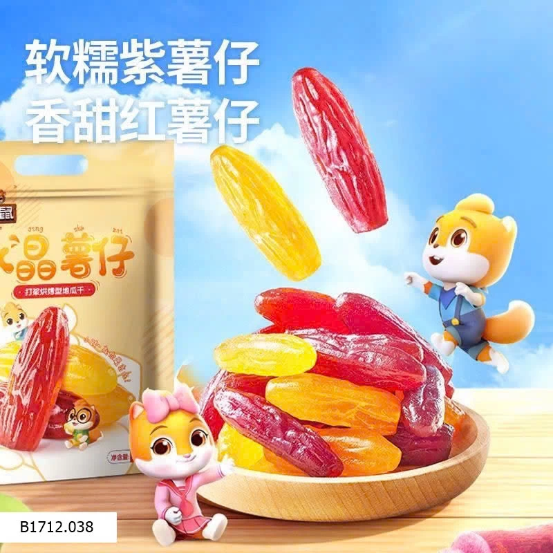 KHOAI LANG HỮU CƠ SẤY DẺO HÃNG BA CON SÓC  Giá sỉ 105k/kg