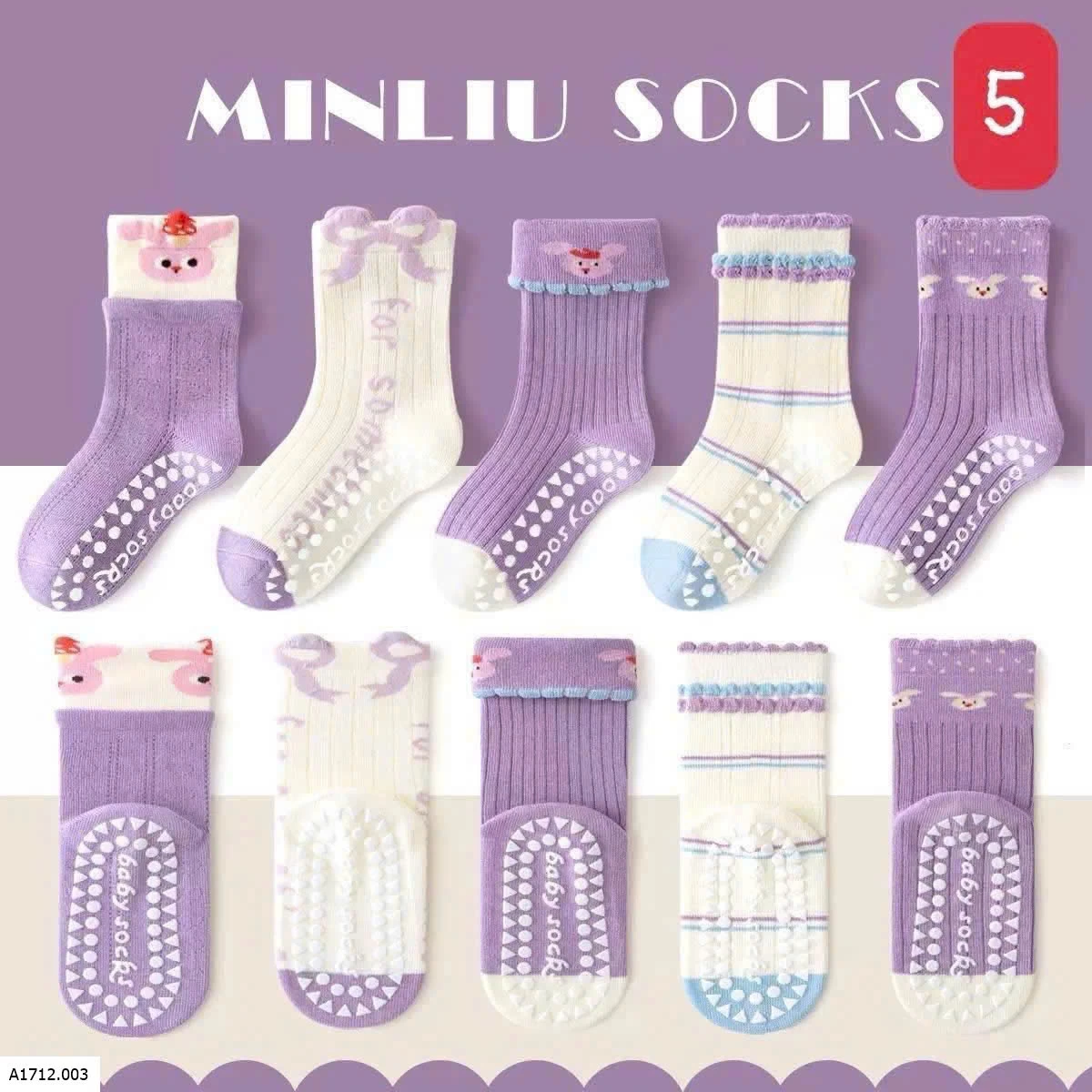 SET 5Đ TẤT CHỐNG TRƠN NHÀ MINLIU  Giá sỉ 90ka/s