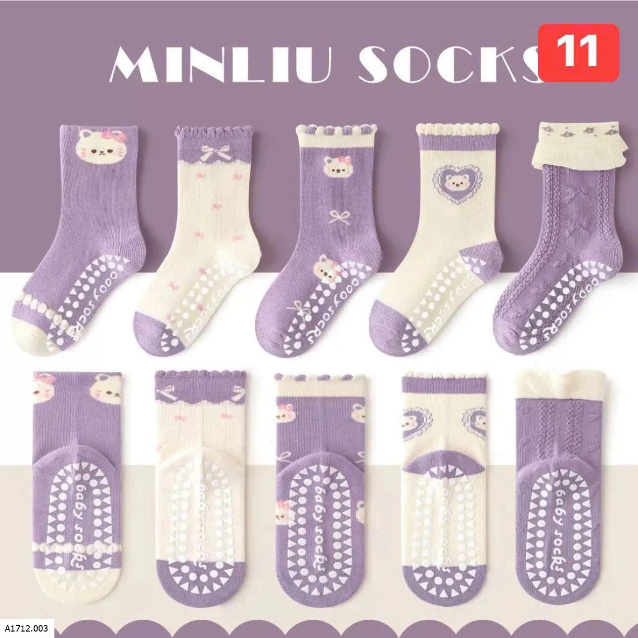 SET 5Đ TẤT CHỐNG TRƠN NHÀ MINLIU  Giá sỉ 90ka/s