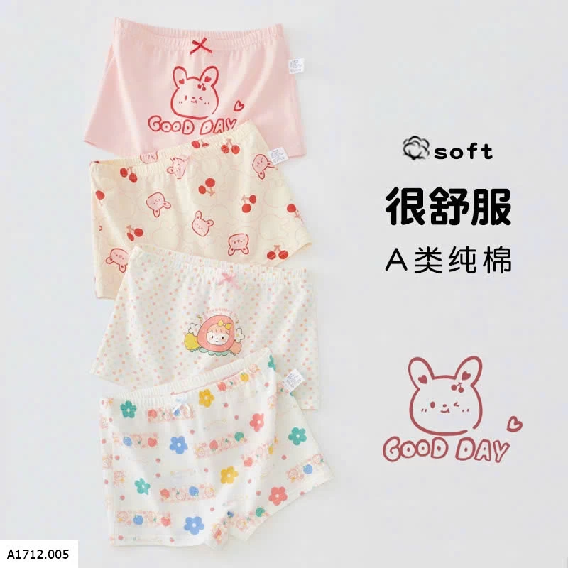 SET 4 QUẦN CHÍP ĐÙI CO BÉ GÁI  Giá sỉ 90ka