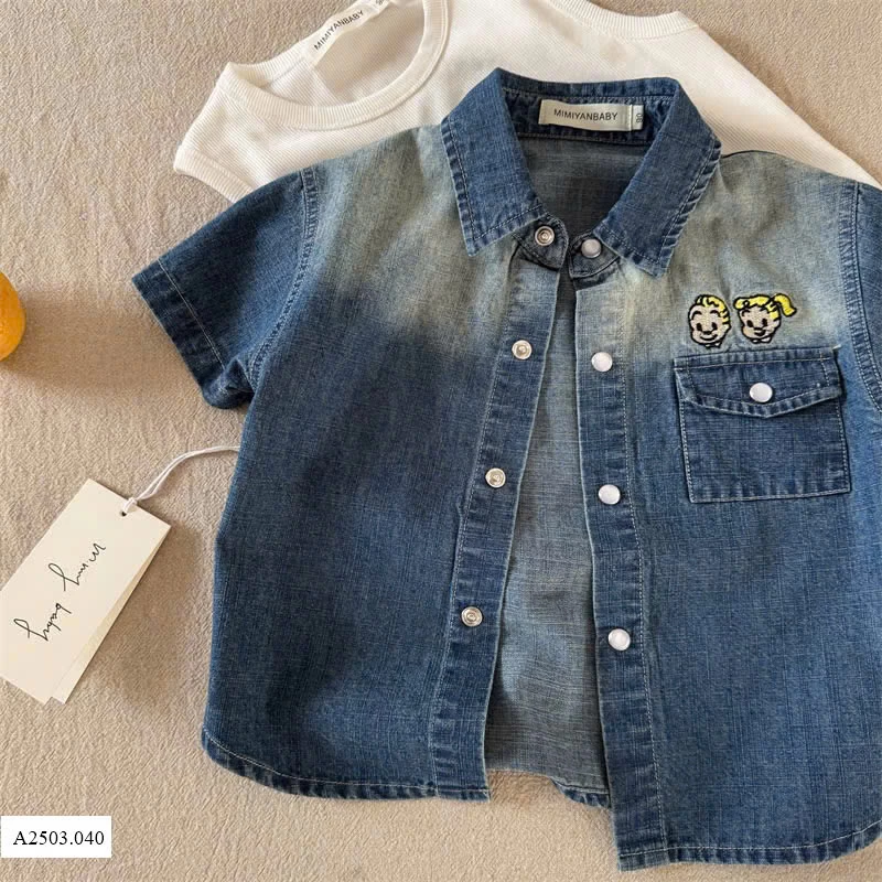 ÁO SƠ MI JEAN CỘC TAY CHO BT MMY   Sỉ 180k