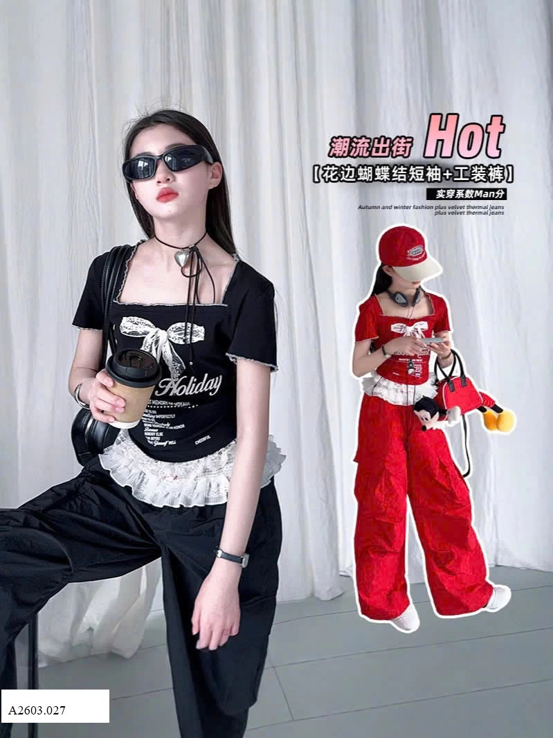 SET ÁO VIỀN BÈO MIX QUẦN TÚI HỘP  Giá sỉ như sau: áo: 132k  quần: 196k 