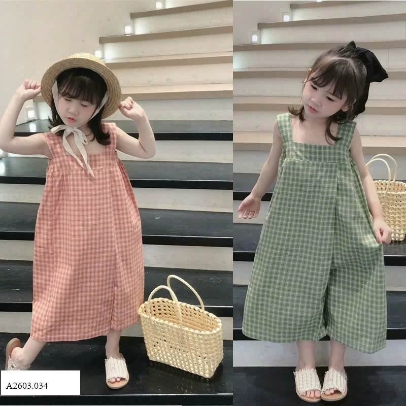  BỘ JUMPSUIT  2 DÂY KẺ CARO CHO BÉ    Sỉ 95k