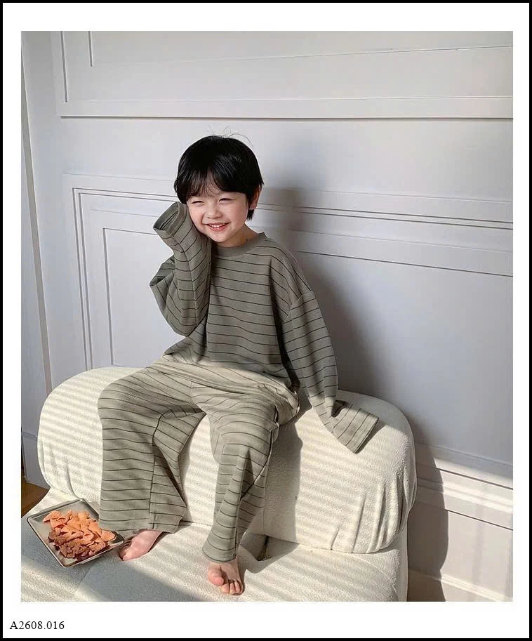 BỘ NGỦ DÀI TAY KẺ NGANG CHO BÉ TRAI  Giá sỉ 115k