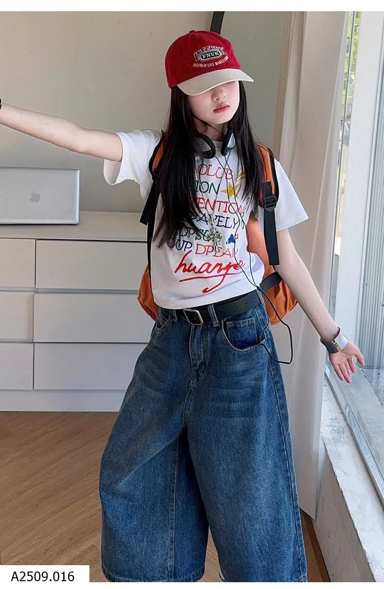 ÁO THUN CHỮ MIX JEANS LỠ SZ ĐẠI Giá sỉ áo: 128k  quần: 182k