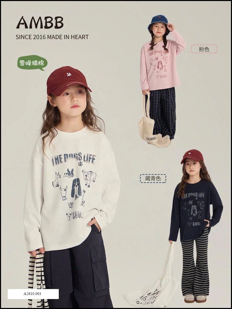 ÁO THUN DÀI TAY HỌA TIẾT AMBB   Giá sỉ 90-150: 120k      160: 130k      170: 135k