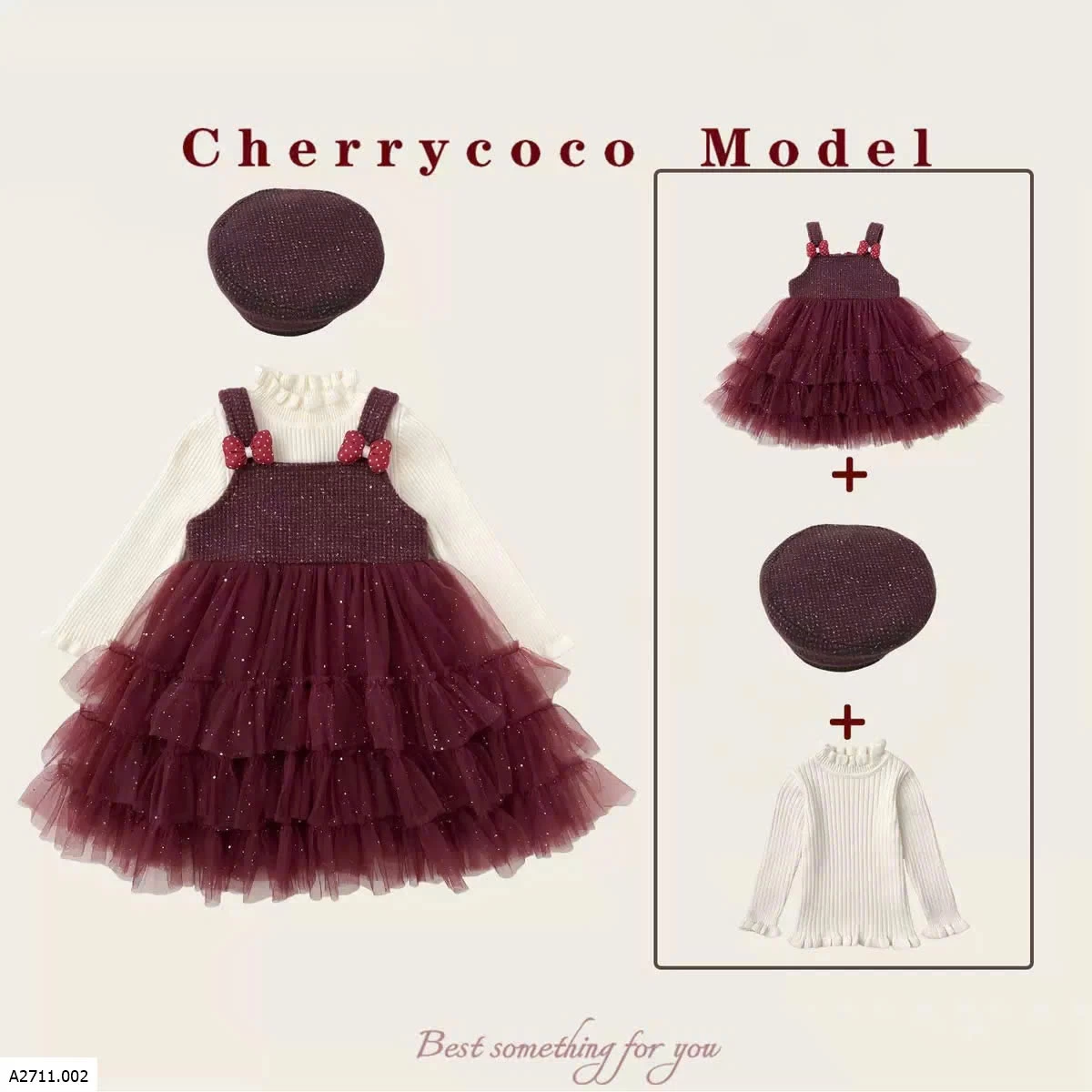 VÁY CÔNG CHÚA KÈM ÁO + MŨ CHERRYCOCO Giá sỉ set 2ct: 250k set 3ct: 327k