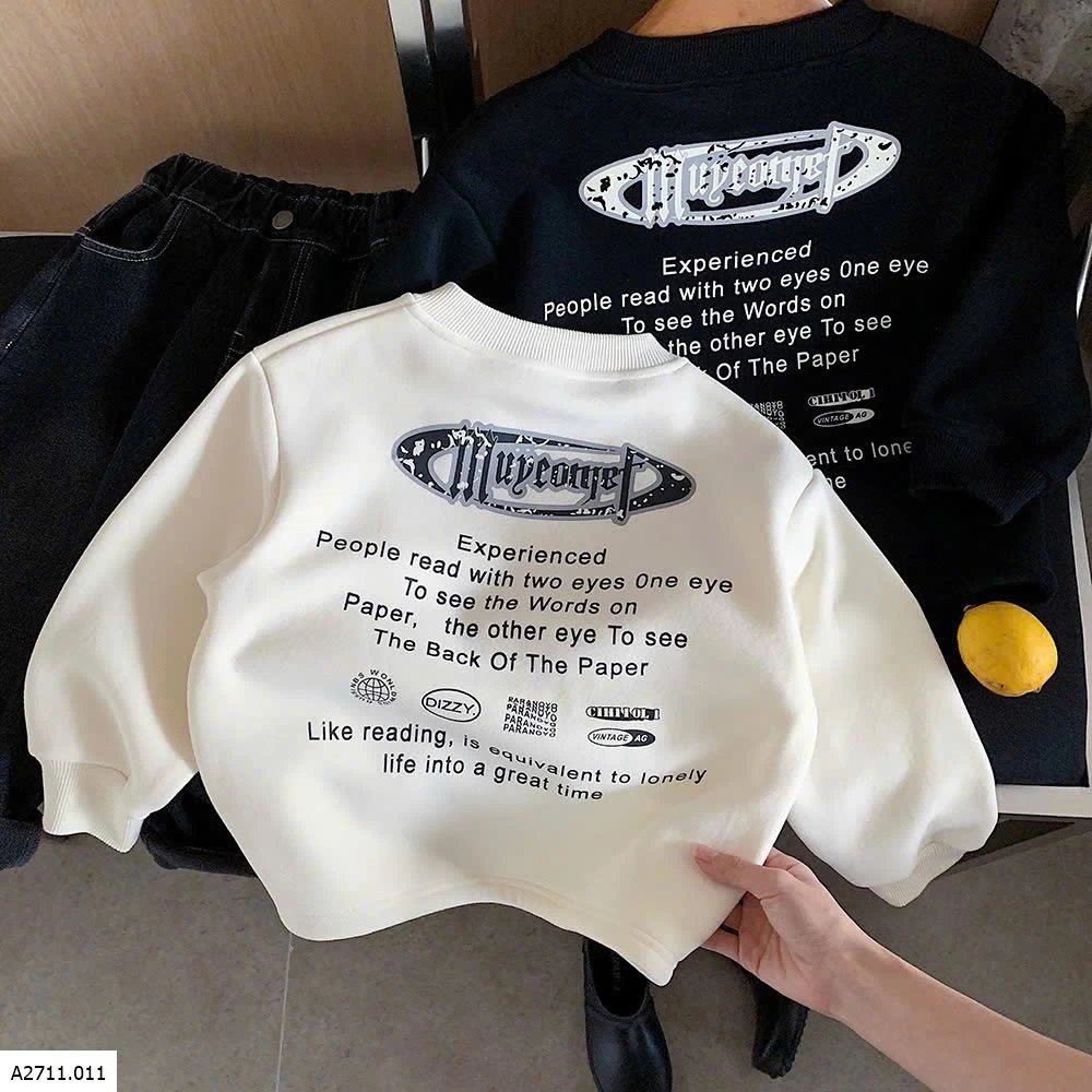 ÁO NỈ CHỮ LÓT LÔNG CHO BÉ  Giá sỉ 135k