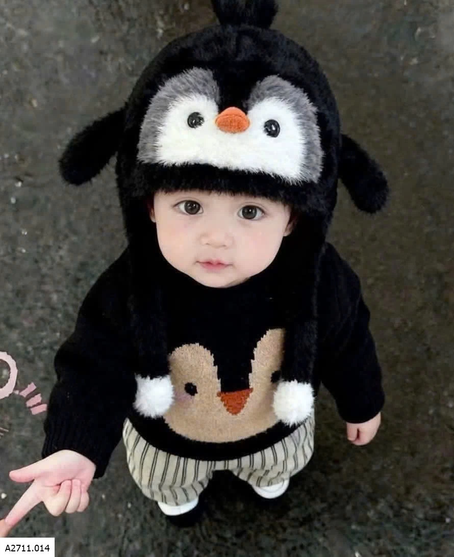 Áo gile len chim cánh cụt dễ thương  Giá sỉ ÁO 129k/1c MŨ   59k/1c