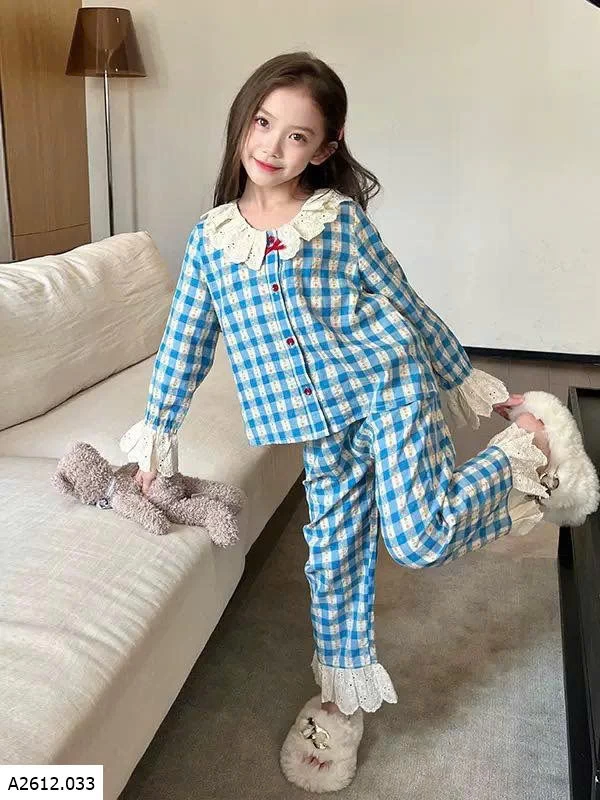 PIJAMA CARO XANH BG  AINI  Giá sỉ 90-130   : 125k 140-170    145k