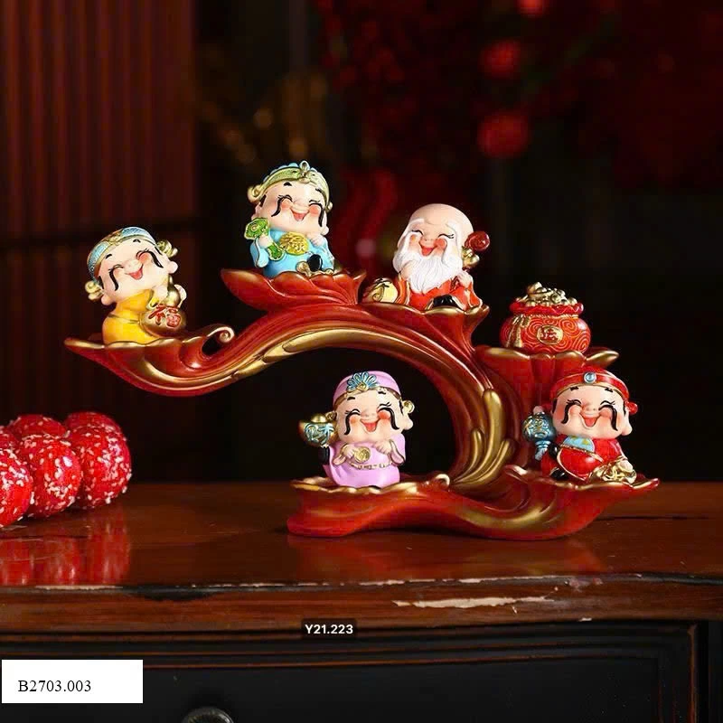 Tượng 5 ông thần tài Sỉ 225k/ 1 sét 5 ông + kệ đựng